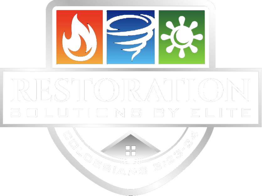 Restoration Solutions by Elite logo with fire, water, mold icons.