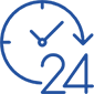Blue and white logo with abstract shapes.