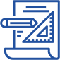 Blue background with vertical white line on left.